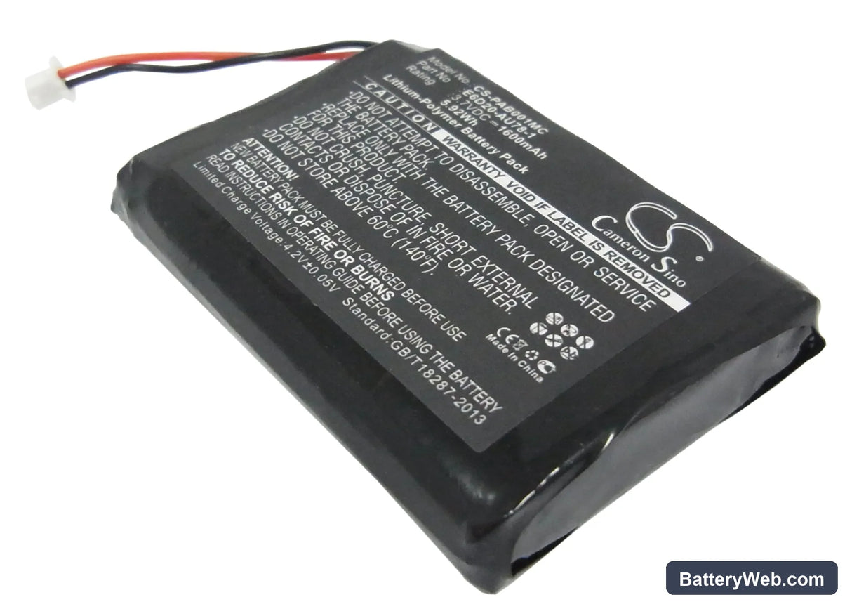 Panasonic Arbitrator Body Worn Mics Replacement Battery, 3.7V, 1600mAh, Li-Polymer 1