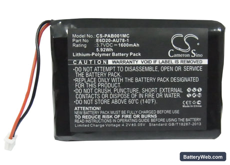 Panasonic Arbitrator Body Worn Mics Replacement Battery, 3.7V, 1600mAh, Li-Polymer 5