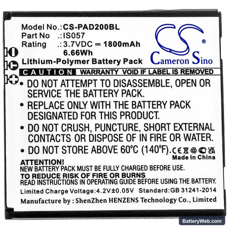 Angelcare AC320 Replacement Battery, 3.7V, 1800mAh, Li-Polymer 3