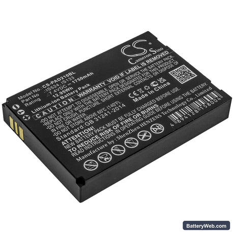 Pax D210 Replacement Battery, 7.4V, 1750mAh, Li-ion 1