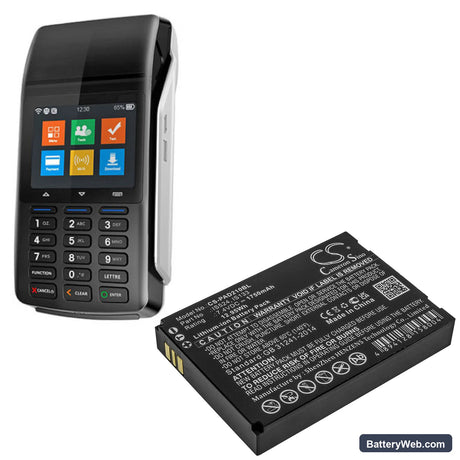 Pax D210 Replacement Battery, 7.4V, 1750mAh, Li-ion 4