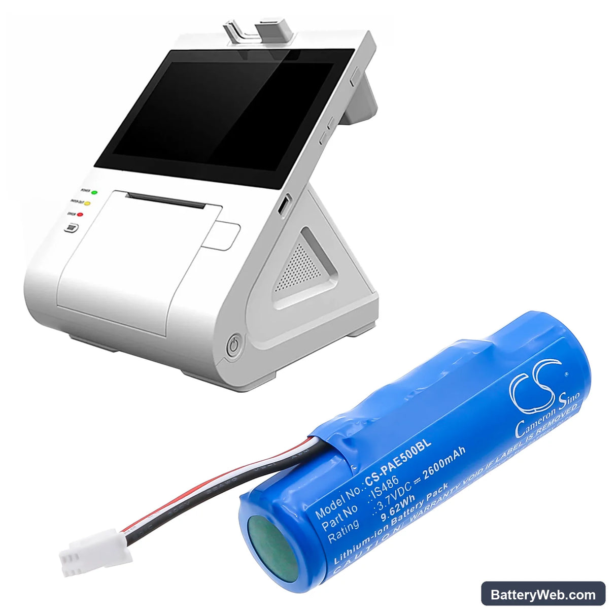 Pax E500 Replacement Battery, 3.7V, 2600mAh, Li-ion 6