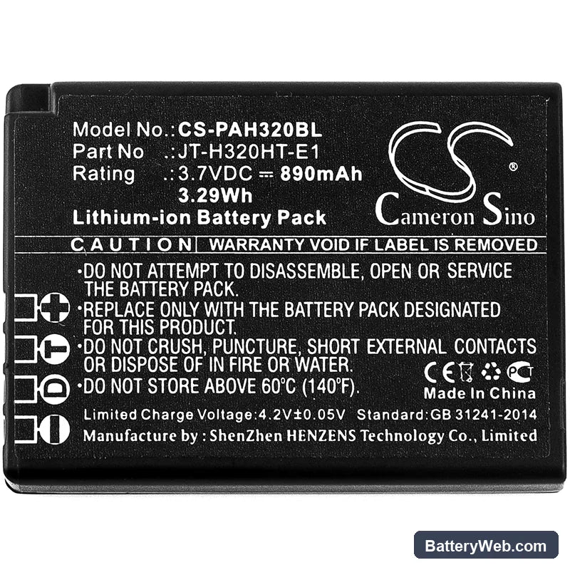 Panasonic Handheld H320 Replacement Battery, 3.7V, 890mAh, Li-ion 3