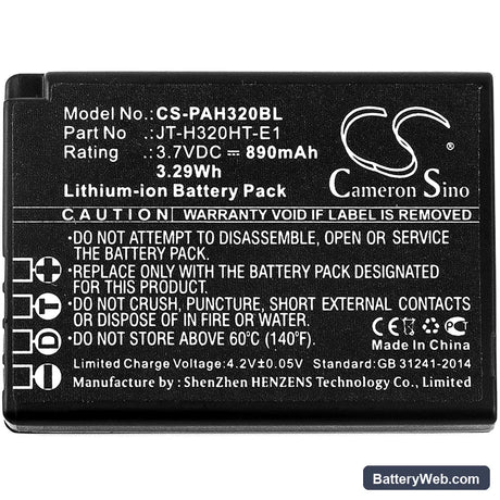 Panasonic Handheld H320 Replacement Battery, 3.7V, 890mAh, Li-ion 3