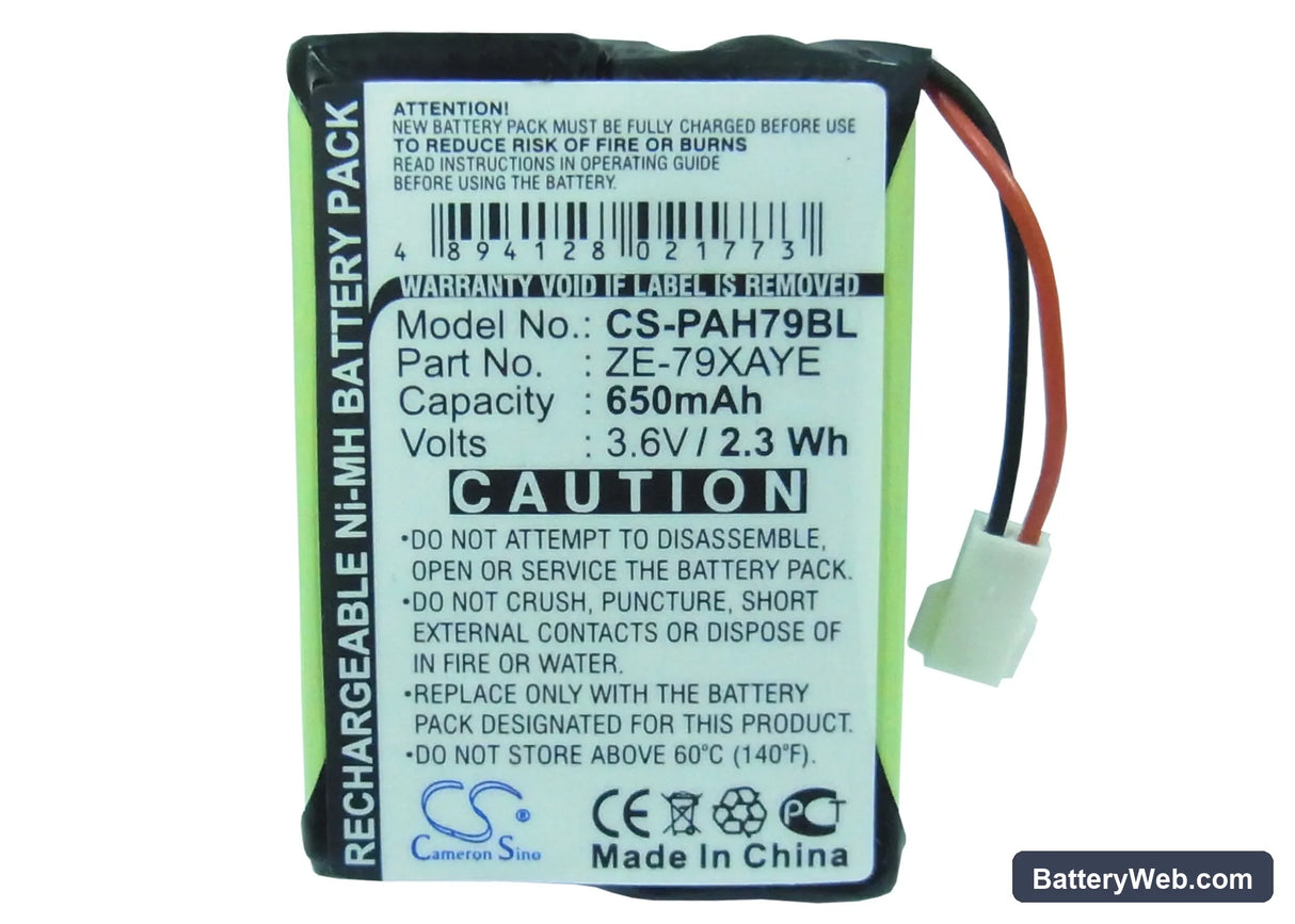Panasonic Handheld ZE-79UNCY Replacement Battery, 3.6V, 650mAh, Ni-MH 5