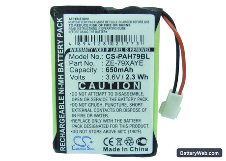 Panasonic Handheld ZE-79UNCY Replacement Battery, 3.6V, 650mAh, Ni-MH 5