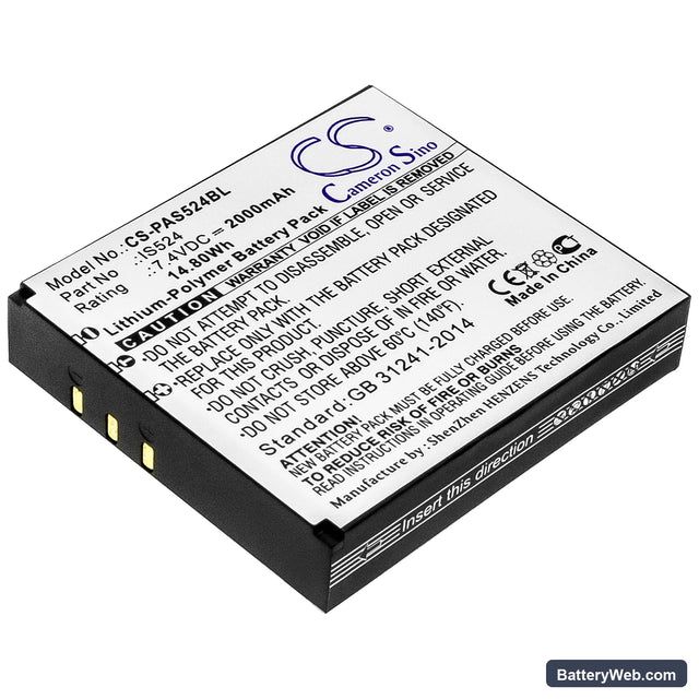 Pax IS524 Replacement Battery, 7.4V, 2000mAh, Li-Polymer 1