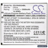 Pax IS524 Replacement Battery, 7.4V, 2000mAh, Li-Polymer 3