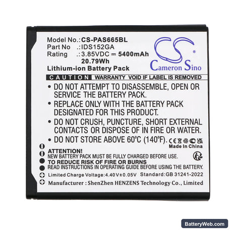 Pax Replacement Battery, 3.85V, 5400mAh, Li-ion 3