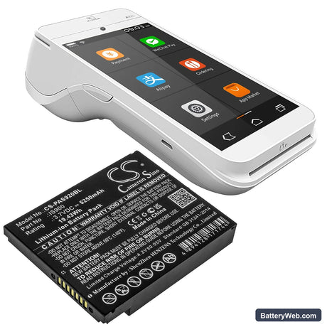 Pax A920 Replacement Battery, 3.7V, 5250mAh, Li-ion 6
