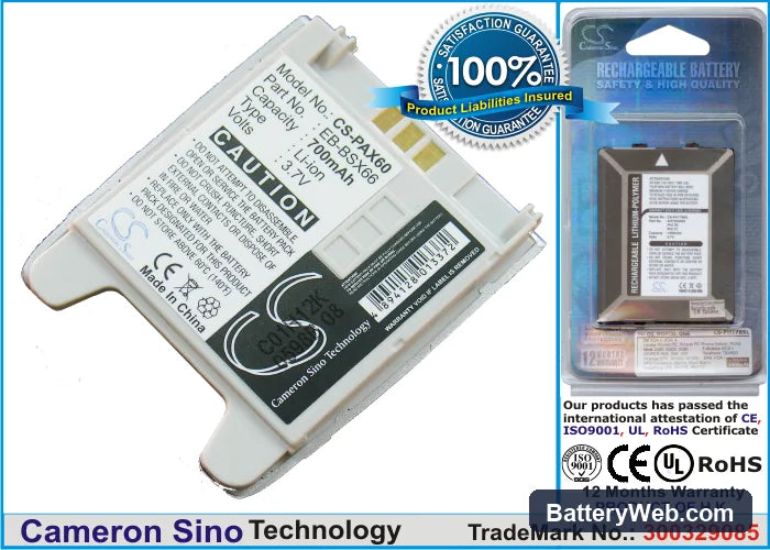Panasonic X66 Replacement Battery, 3.7V, 700mAh, Li-ion 1