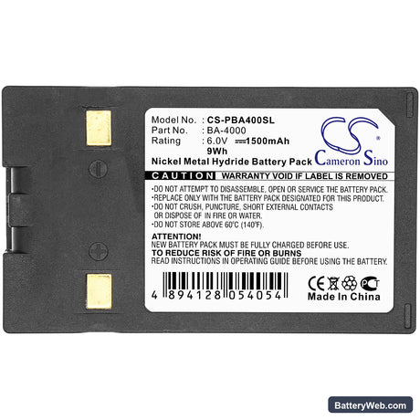 Brother Superpower Note PN4400 Replacement Battery, 6V, 1500mAh, Ni-MH 3
