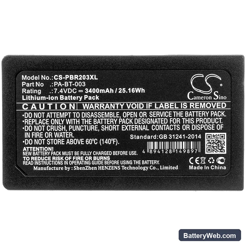Brother RJ-2030 Replacement Battery, 7.4V, 3400mAh, Li-ion 3
