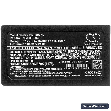 Brother RJ-2030 Replacement Battery, 7.4V, 3400mAh, Li-ion 3