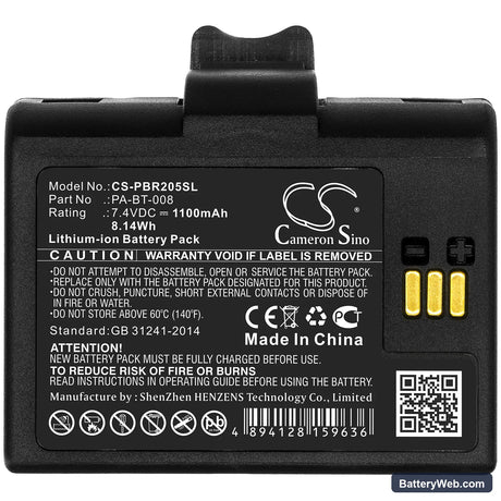 Brother RJ-2035B Replacement Battery, 7.4V, 1100mAh, Li-ion 3