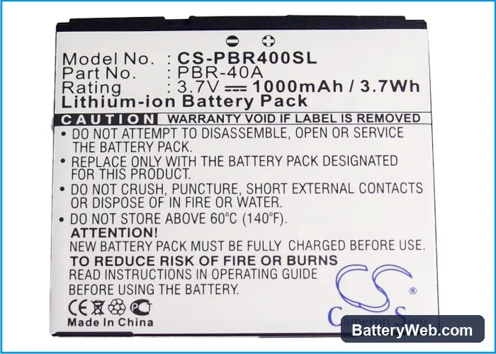 Pantech Laser P9050 Replacement Battery, 3.7V, 1000mAh, Li-ion 5
