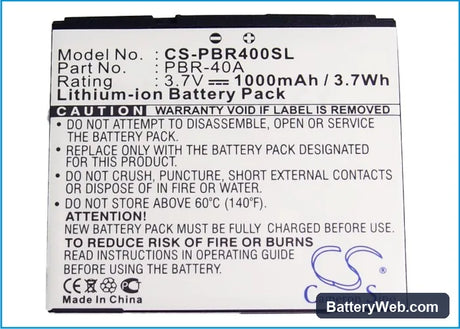 Pantech Laser P9050 Replacement Battery, 3.7V, 1000mAh, Li-ion 5