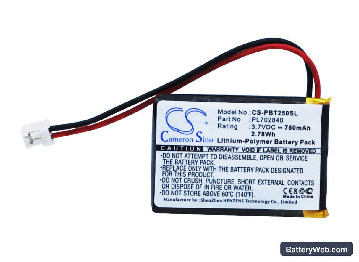 Philips BT2500 Replacement Battery, 3.7V, 750mAh, Li-Polymer 1