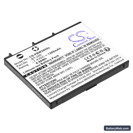 Brother MW-260 Replacement Battery, 7.4V, 1200mAh, Li-ion 1