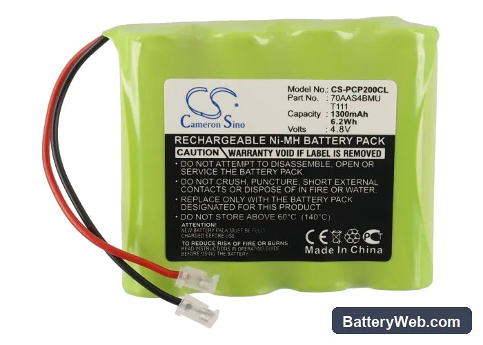 Cobra CP200 Replacement Battery, 4.8V, 1300mAh, Ni-MH 5