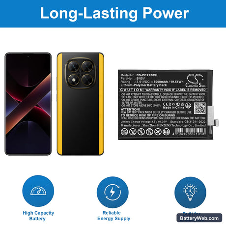 Poco X7 Replacement Battery, 3.91V, 5000mAh, Li-Polymer 1