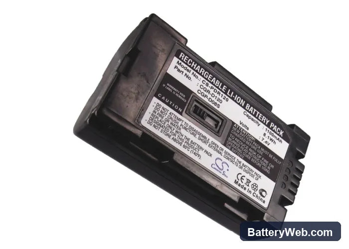 Panasonic AG-DVC15 Replacement Battery, 7.4V, 1100mAh, Li-ion 5