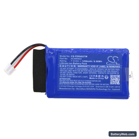 President Randy 3 Replacement Battery, 7.4V, 1200mAh, Li-ion 3