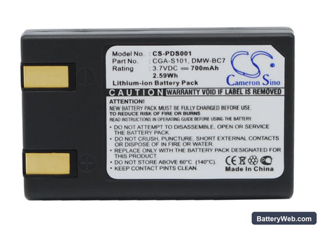 Panasonic Lumix DMC-F7-B Replacement Battery, 3.7V, 700mAh, Li-ion 1