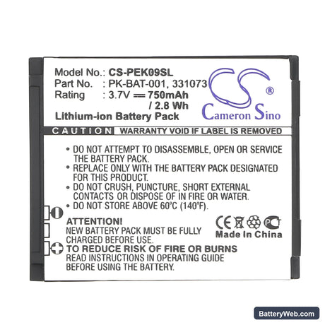 Peek Pronto Replacement Battery, 3.7V, 750mAh, Li-ion 4