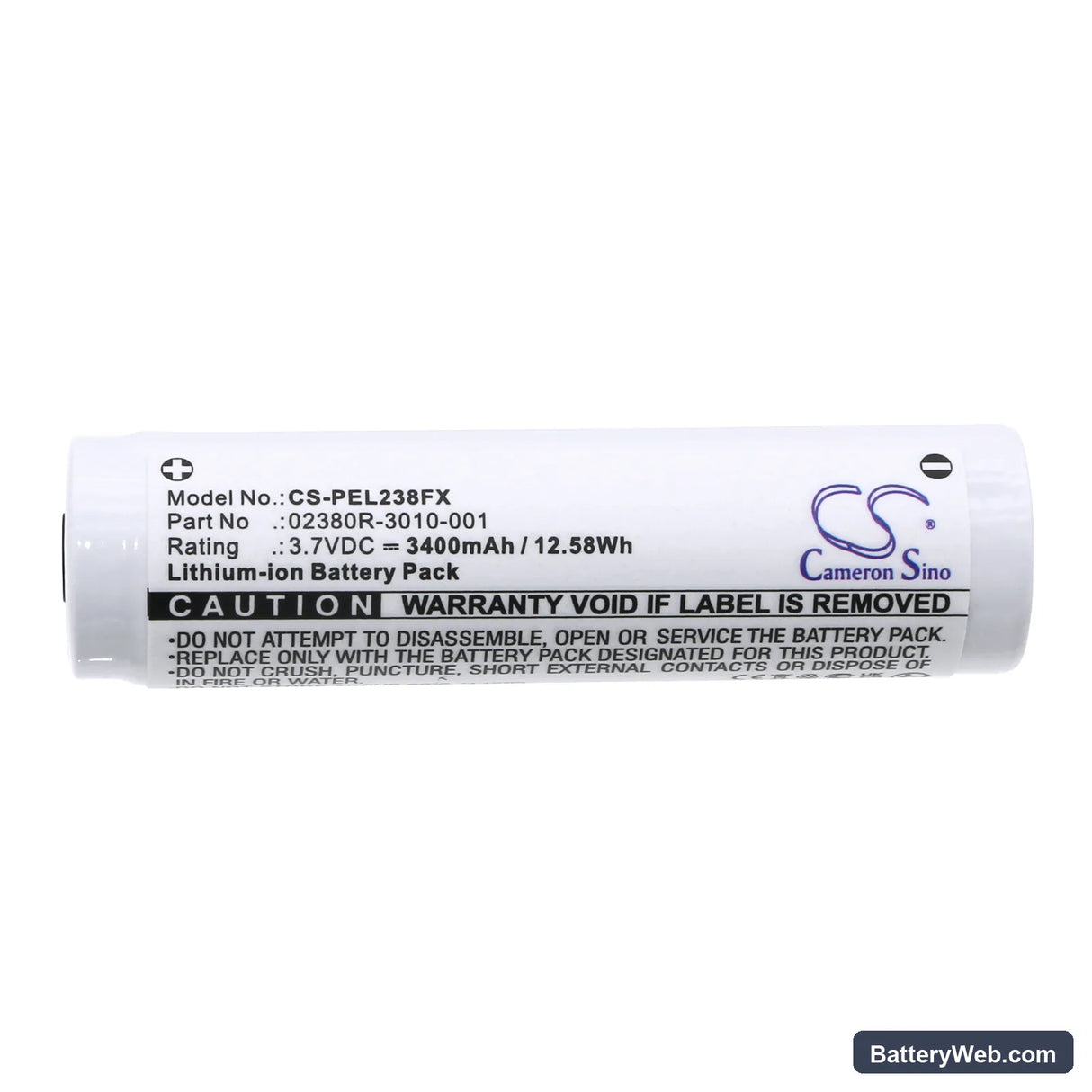 Pelican 7610 Tactical Flashlight Replacement Battery, 3.7V, 3400mAh, Li-ion 3