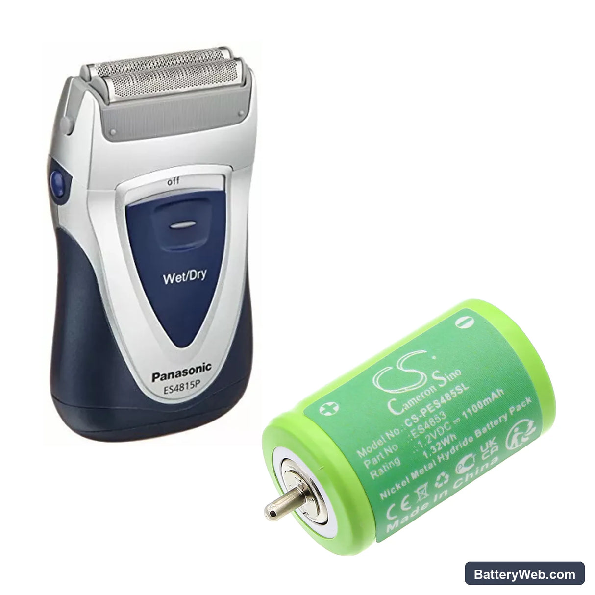 Panasonic ES4853 Replacement Battery, 1.2V, 1100mAh, Ni-MH 4