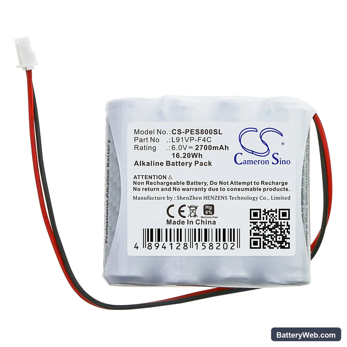 Purell ES8 Hand Sanitizer Dispenser Replacement Battery, 6V, 2700mAh, Alkaline 3