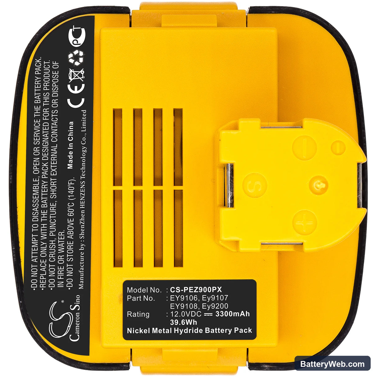 Panasonic EY6107 Replacement Battery, 12V, 3300mAh, Ni-MH 3