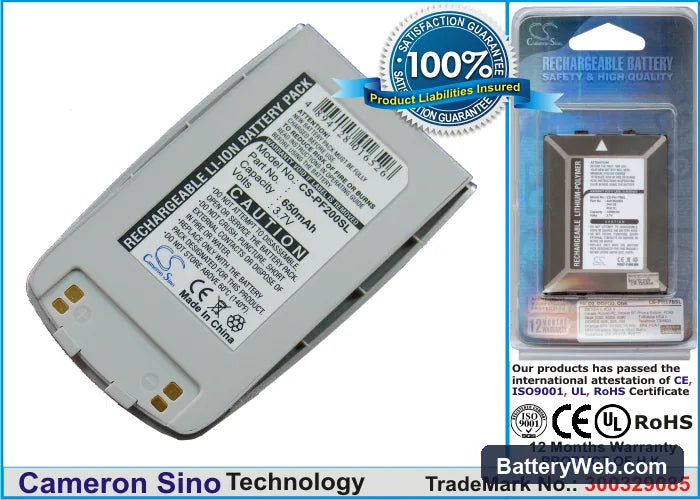 Pantech GF200 Replacement Battery, 3.7V, 650mAh, Li-ion 1