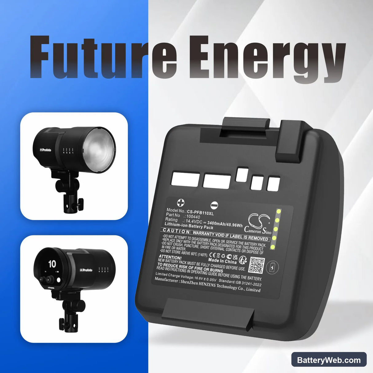 Profoto B10 Replacement Battery, 14.4V, 3400mAh, Li-ion 1