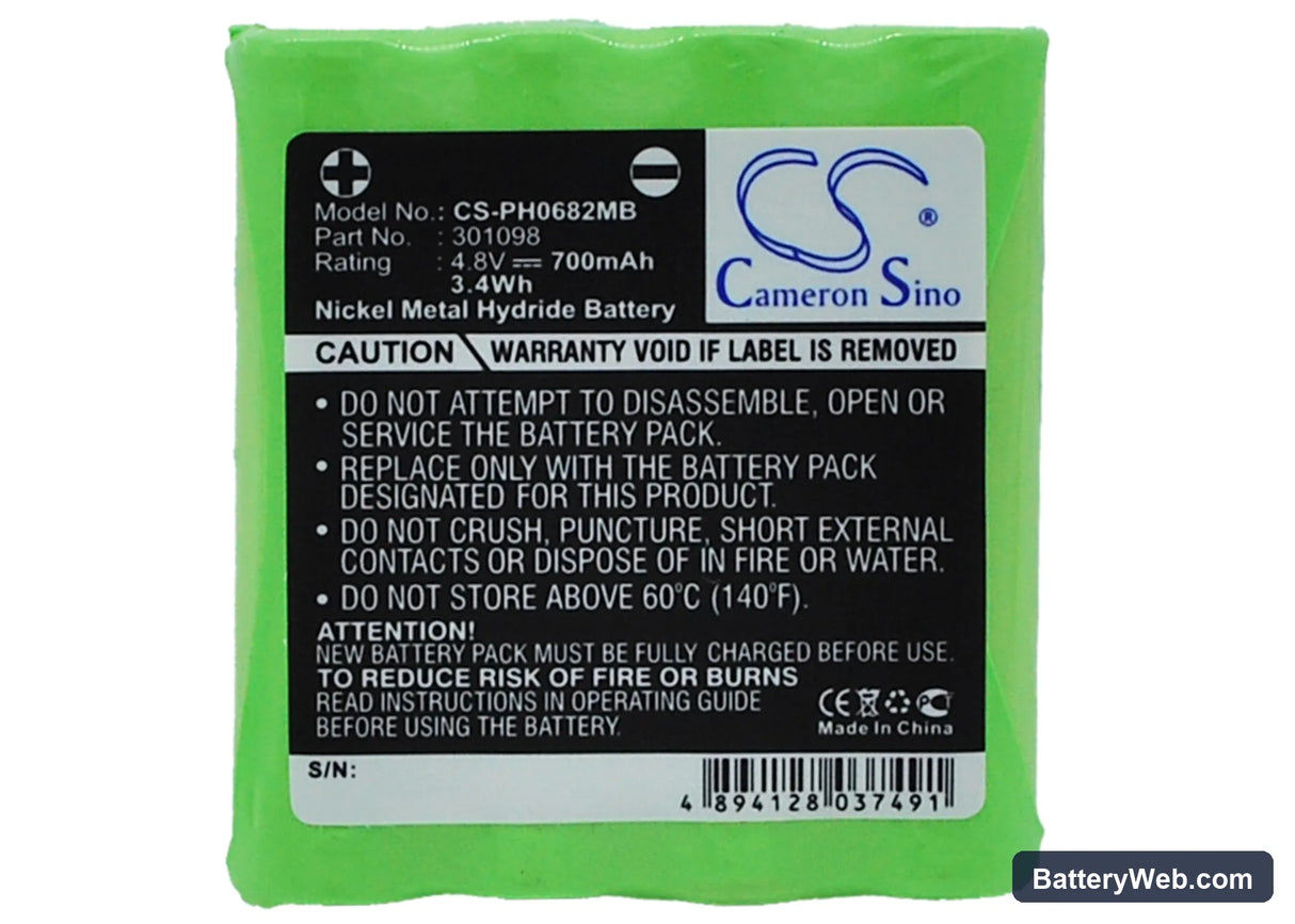 Philips CE0682 Replacement Battery, 4.8V, 700mAh, Ni-MH 5