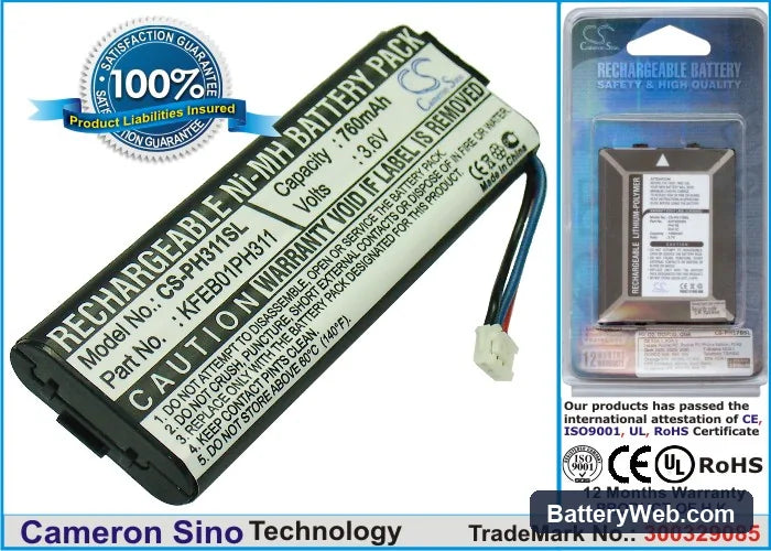 Philips FIZFO-311 Replacement Battery, 3.6V, 750mAh, Ni-MH 1