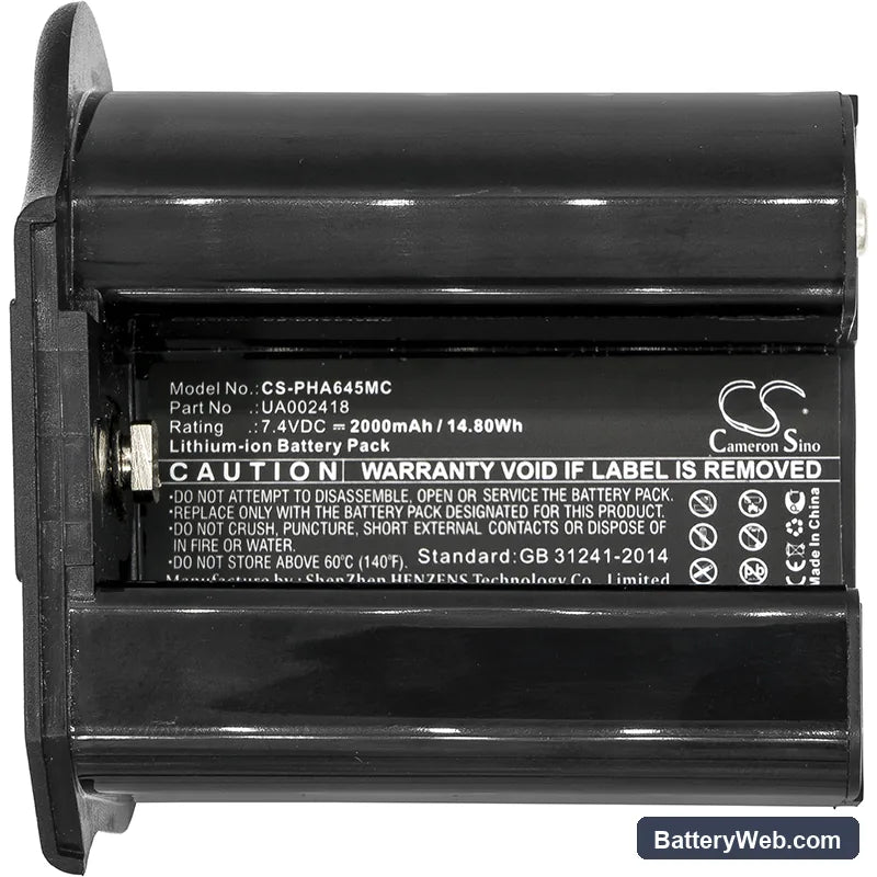 PHASEONE 645DF Replacement Battery, 7.4V, 2000mAh, Li-ion 3