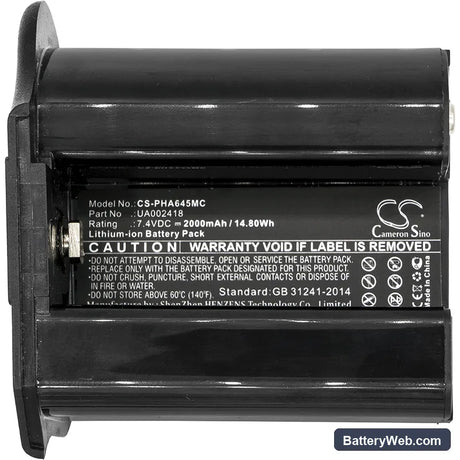 PHASEONE 645DF Replacement Battery, 7.4V, 2000mAh, Li-ion 3