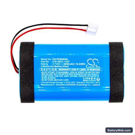 Philips BT6000 Replacement Battery, 3.7V, 5200mAh, Li-ion 3
