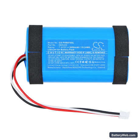 Philips Audio Fidelio B97/1 Replacement Battery, 7.4V, 2600mAh, Li-ion 3