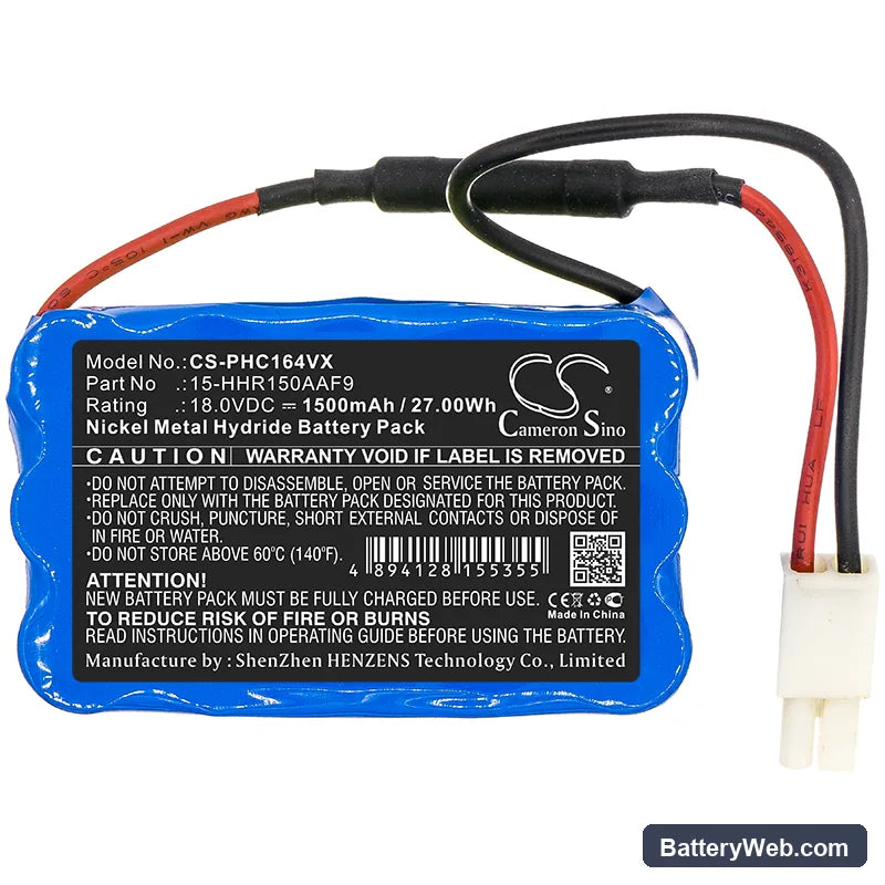 Philips FC6164 Replacement Battery, 18V, 1500mAh, Ni-MH 3