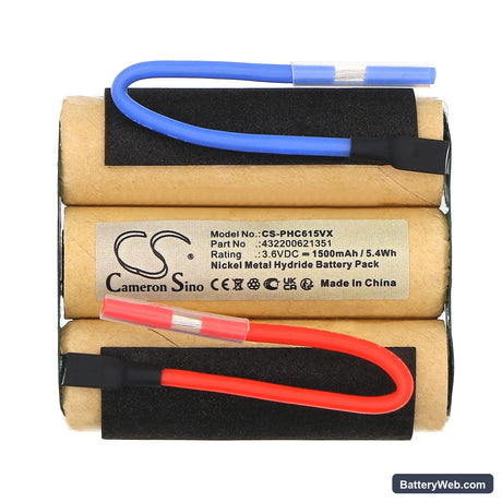 Philips FC6150 Replacement Battery, 3.6V, 1500mAh, Ni-MH 3