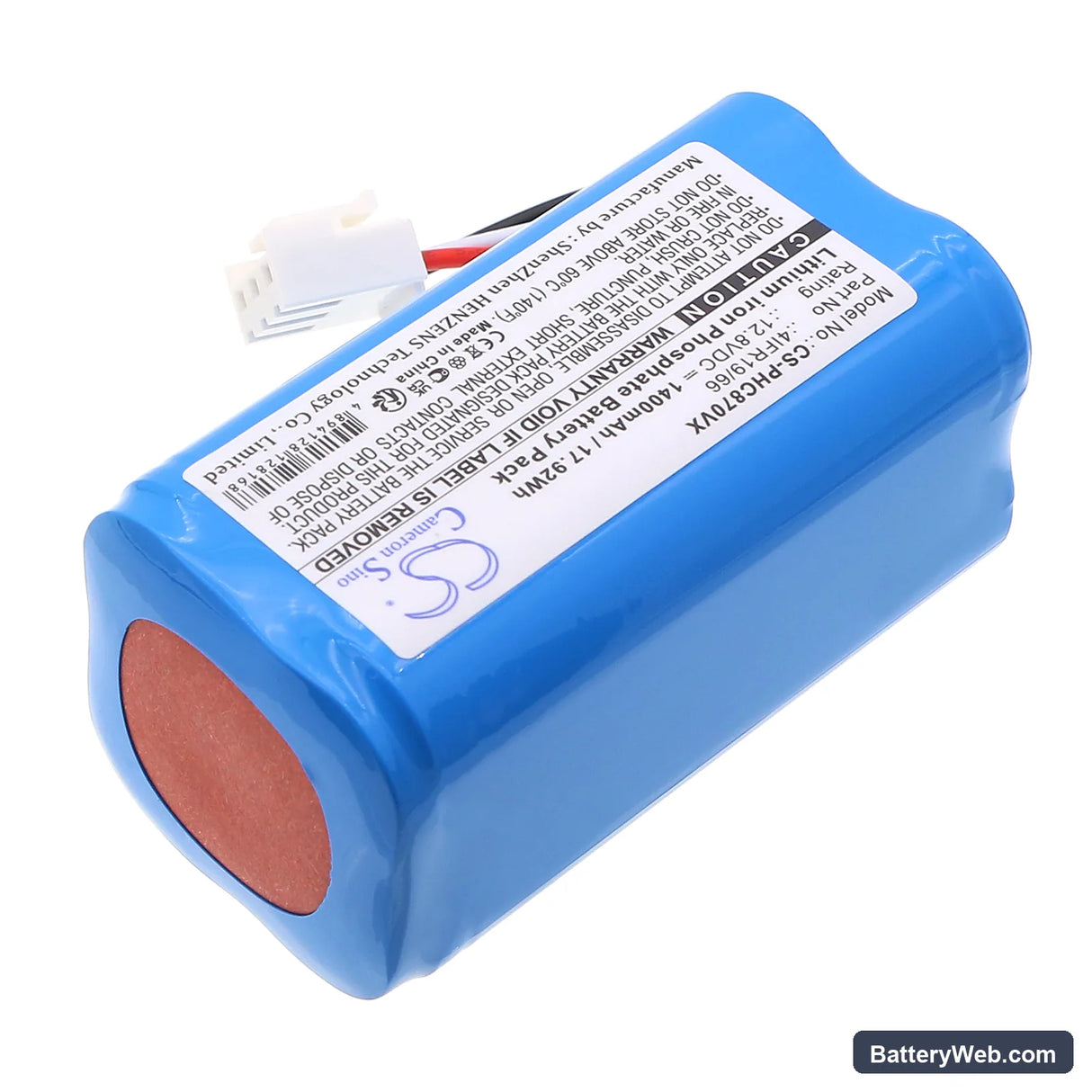 Philips FC8700 Replacement Battery, 12.8V, 1400mAh, LiFePO4 2