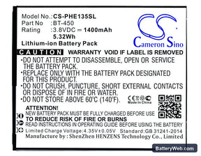 Philips E135x Replacement Battery, 3.7V, 1100mAh, Li-ion 1