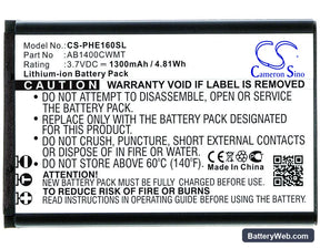 Philips E160 Replacement Battery, 3.7V, 1300mAh, Li-ion 1