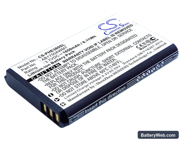 Philips E380 Replacement Battery, 3.7V, 1650mAh, Li-ion 1