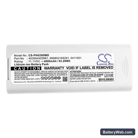 Philips TC10 Replacement Battery, 11.1V, 4800mAh, Li-ion 3