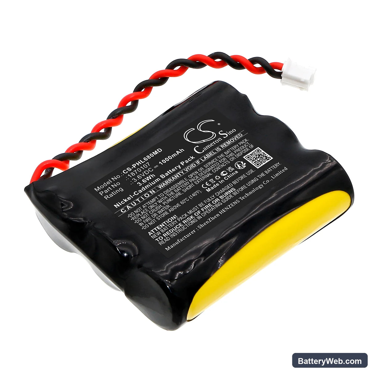 Philips Lifeline Systems 6800XT Communicator Replacement Battery, 3.6V, 1000mAh, Ni-CD 1