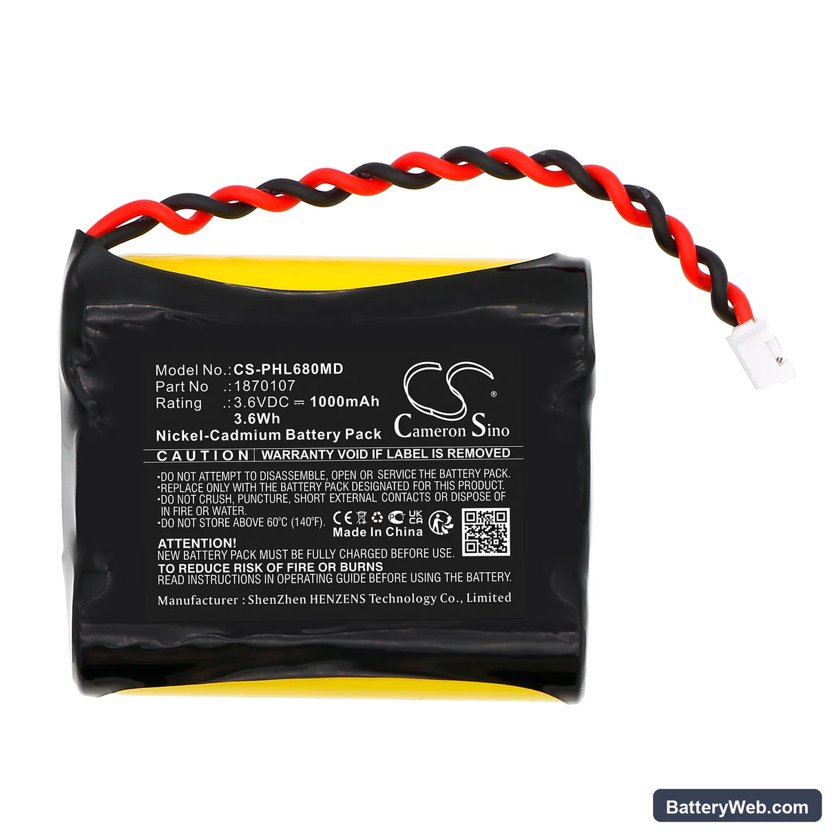 Philips Lifeline Systems 6800XT Communicator Replacement Battery, 3.6V, 1000mAh, Ni-CD 3
